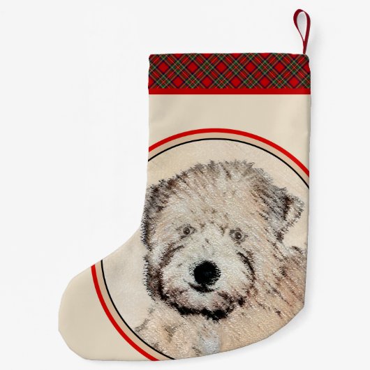 柔らかいコーティングされたテリア絵画パピーの犬の芸術 スモールクリスマスストッキング (裏面)