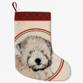 柔らかいコーティングされたテリア絵画パピーの犬の芸術 スモールクリスマスストッキング (正面)