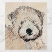 柔らかいコーティングされたテリア絵画パピーの犬の芸術 ワインラベル (シングルラベル)