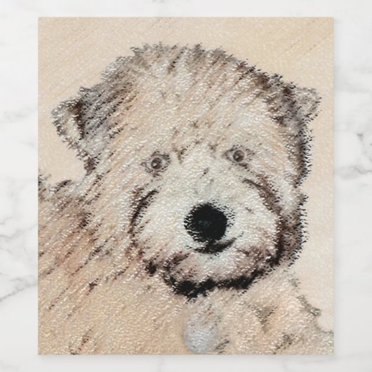 柔らかいコーティングされたテリア絵画パピーの犬の芸術 ワインラベル (シングルラベル)