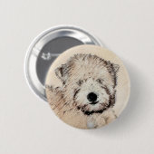 柔らかいコーティングされたテリア絵画パピーの犬の芸術 缶バッジ (正面&裏面)