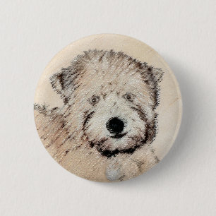 柔らかいコーティングされたテリア絵画パピーの犬の芸術 缶バッジ