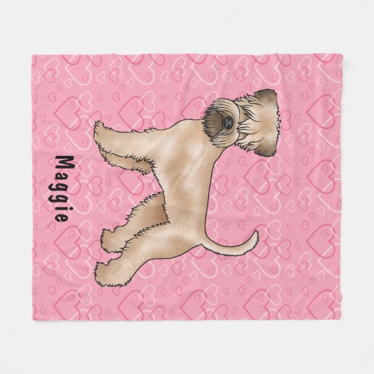 柔らかいコーティングされたホイアテンテリアのピンクのハートと名前 フリースブランケット (正面(横))