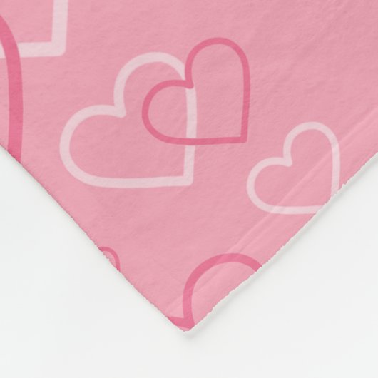 柔らかいコーティングされたホイアテンテリアのピンクのハートと名前 フリースブランケット (角)