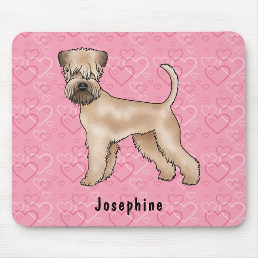 柔らかいコーティングされたホイアテンテリアのピンクのハートと名前 マウスパッド (正面)