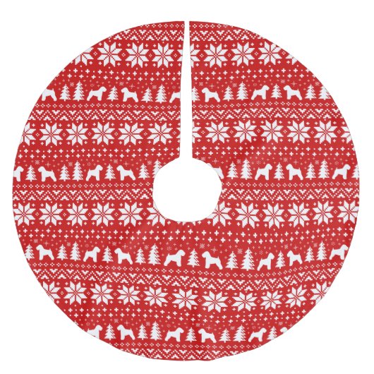 柔らかいコーティングされたホイヤーテリアスクリスマスパターン ブラッシュドポリエステルツリースカート (正面)