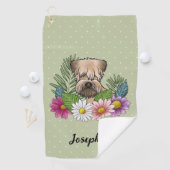 柔らかいコーティングされたホエトーテリアカラフルの花が緑 ゴルフタオル (インサイチュ)