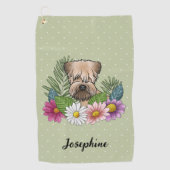 柔らかいコーティングされたホエトーテリアカラフルの花が緑 ゴルフタオル (正面)