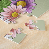 柔らかいコーティングされたホエトーテリアカラフルの花が緑 ジグソーパズル (側面)