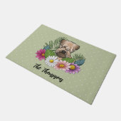 柔らかいコーティングされたホエトーテリアカラフルの花が緑 ドアマット (アングル)