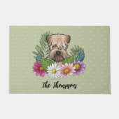 柔らかいコーティングされたホエトーテリアカラフルの花が緑 ドアマット (正面)