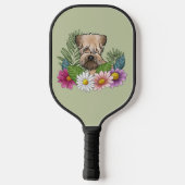 柔らかいコーティングされたホエトーテリアカラフルの花が緑 ピックルボールラケット (裏面)