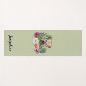 柔らかいコーティングされたホエトーテリアカラフルの花が緑 ヨガマット (正面(横))