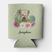 柔らかいコーティングされたホエトーテリアカラフルの花が緑 缶クーラー (正面)