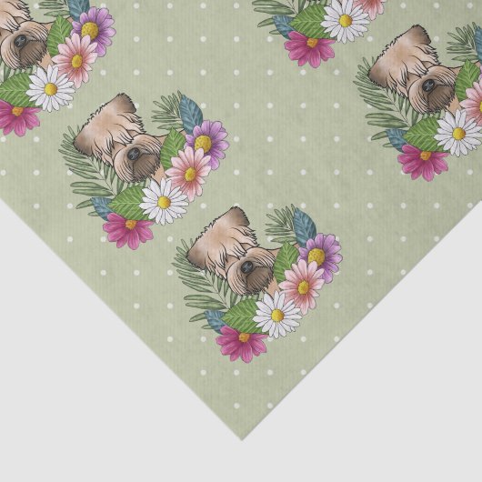 柔らかいコーティングされたホエトーテリアカラフルの花が緑 薄葉紙 (詳細)