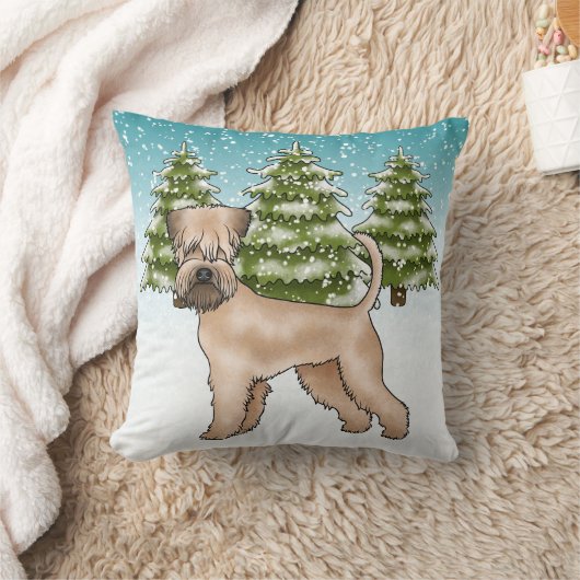 柔らかいコートされたホエテリア雪の冬の森 クッション (ブランケット)