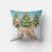 柔らかいコートされたホエテリア雪の冬の森 クッション (裏面)