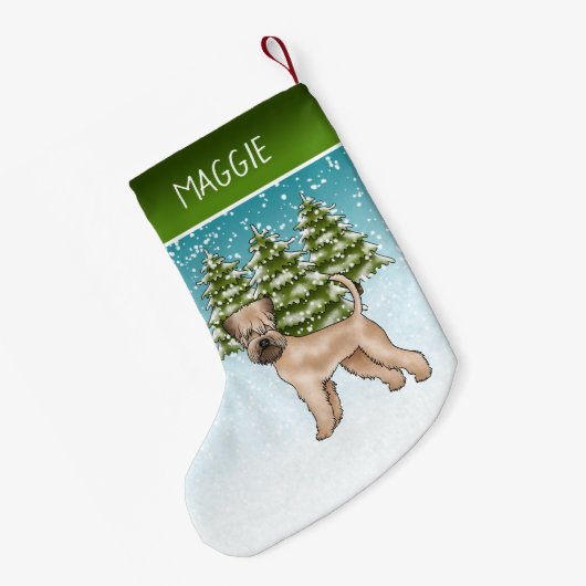 柔らかいコートされたホエテリア雪の冬の森 スモールクリスマスストッキング (裏面 (吊り時))