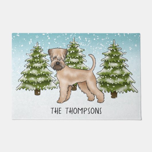 柔らかいコートされたホエテリア雪の冬の森 ドアマット (正面)