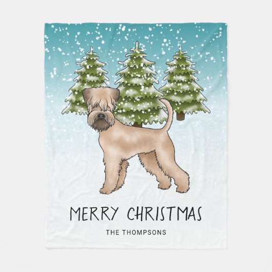 柔らかいコートされたホエテリア雪の冬の森 フリースブランケット (正面)