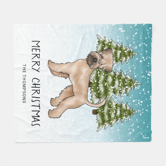 柔らかいコートされたホエテリア雪の冬の森 フリースブランケット (正面(横))