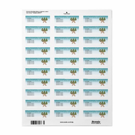 柔らかいコートされたホエテリア雪の冬の森 ラベル (フルシート)