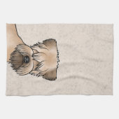 柔らかいコートのホエテリアかわいい犬の頭ベージュ キッチンタオル (横)