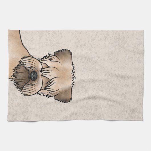 柔らかいコートのホエテリアかわいい犬の頭ベージュ キッチンタオル (横)
