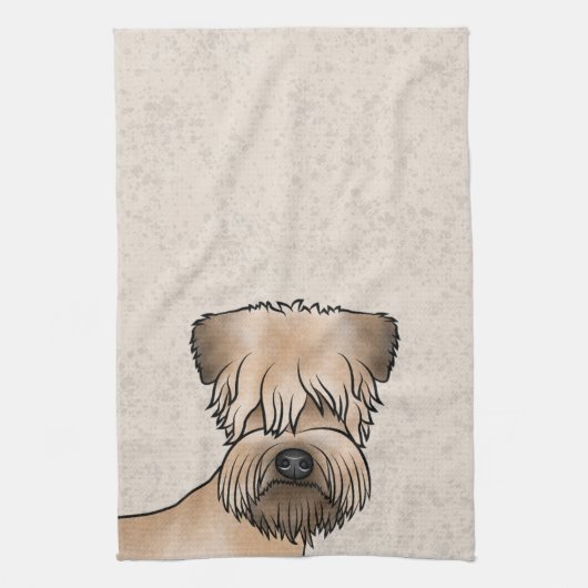 柔らかいコートのホエテリアかわいい犬の頭ベージュ キッチンタオル (縦)