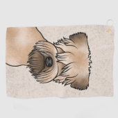 柔らかいコートのホエテリアかわいい犬の頭ベージュ ゴルフタオル (横)