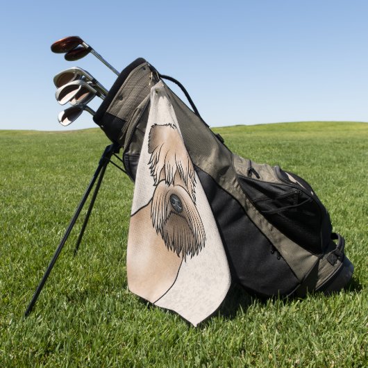 柔らかいコートのホエテリアかわいい犬の頭ベージュ ゴルフタオル (グリーン)