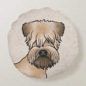柔らかいコートのホエテリアかわいい犬の頭ベージュ ラウンドクッション (裏面)