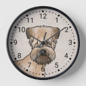 柔らかいコートのホエテリアかわいい犬の頭ベージュ 壁時計 (正面)