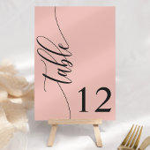 柔らかいコーラルピンクモダンクの書結婚道 テーブルナンバー