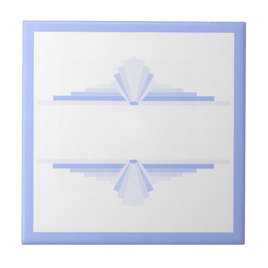 柔らかいコーンフラワーブルーのアールデコ要素 タイル (正面)