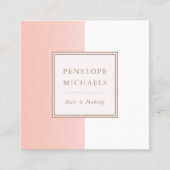 柔らかいサンゴと白い色のブロック スクエア名刺 (正面)