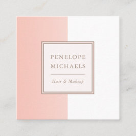 柔らかいサンゴと白い色のブロック スクエア名刺