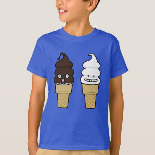 柔らかいサーブのアイスクリームコーンのウエファーチョコレートバニラ Tシャツ