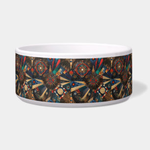 柔らかいシアン"古代の先住民族年代記"ペットディーニ ボウル