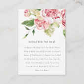 柔らかいシックな赤面フローラ牡丹の本の赤ちゃんシャワー エンクロージャーカード (正面)