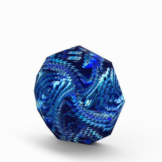 柔らかいスパイラルにジグザグのストロークを持つ青い波状スター フォトブロック (右)