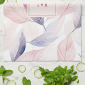 柔らかいセレニティウォーターカラーカスタムモノグラムを残す キッチンタオル (折り畳み)