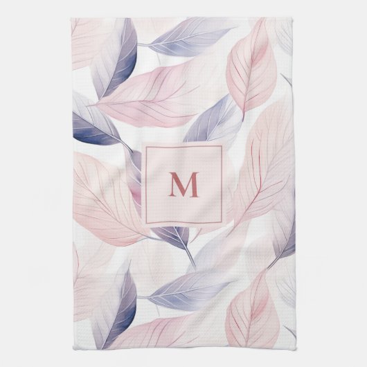 柔らかいセレニティウォーターカラーカスタムモノグラムを残す キッチンタオル (縦)