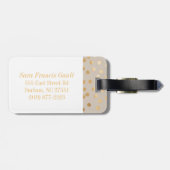 柔らかいタンおよび金ゴールドのグリッター都市点のモノグラム ラゲッジタグ (裏面横)