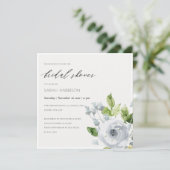柔らかいダスキーブルー水彩フローラブライダルシャワー 招待状 (スタンド正面)