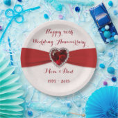 柔らかいダマスク織第40の結婚記念日の紙皿 ペーパープレート (パーティー)