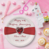 柔らかいダマスク織第40の結婚記念日の紙皿 ペーパープレート (パーティー)