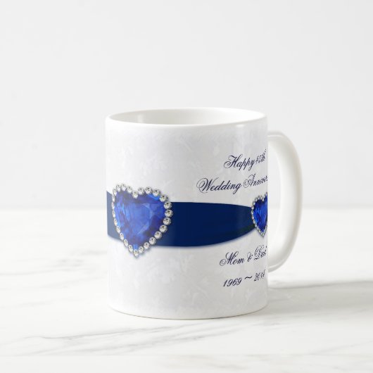 柔らかいダマスク織第45の結婚記念日のマグ コーヒーマグカップ (正面右)