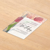 柔らかいチューリップエレガント誕生日 アクリル招待状 (レイダウン)