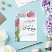 柔らかいチューリップエレガント誕生日 アクリル招待状 (インサイチュ (ウェディング))